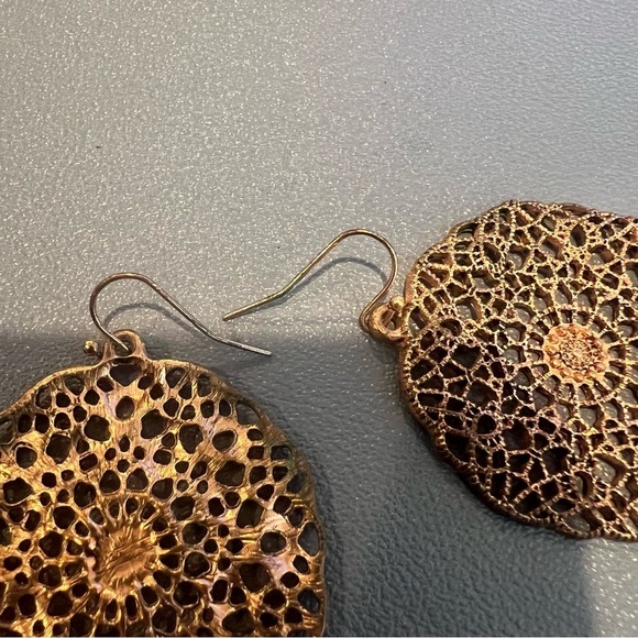 Copper Colored Filigree Earrings for Pierced Ears - Picture 3 of 7